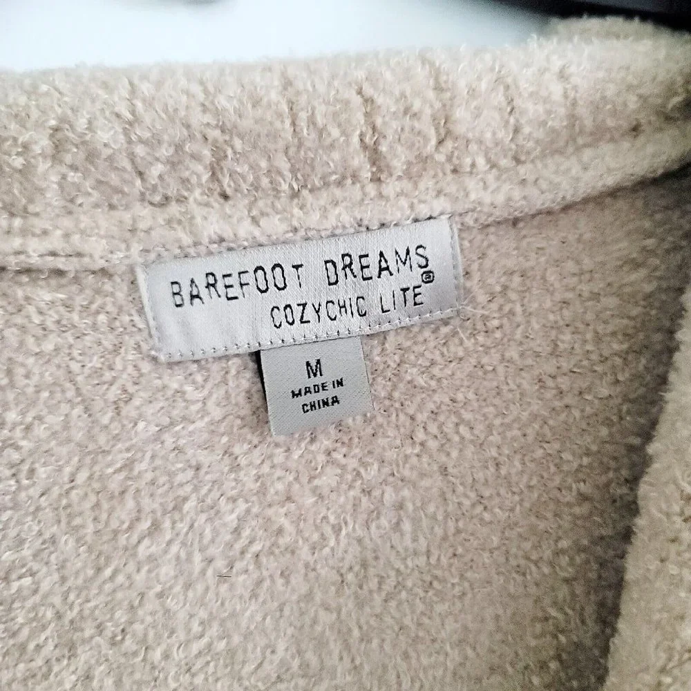 Barefoot Dreams Cozychic Lite Half Zip Knit Tunic Sweater Pullover Beige Tan M_6